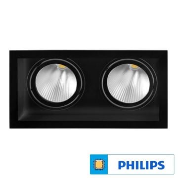 Braytron BD36-00611 Siyah Kasa 2x30 Watt İkili LED Mağaza Spotu (PHILIPS LED) - Ilık Beyaz (4000K)