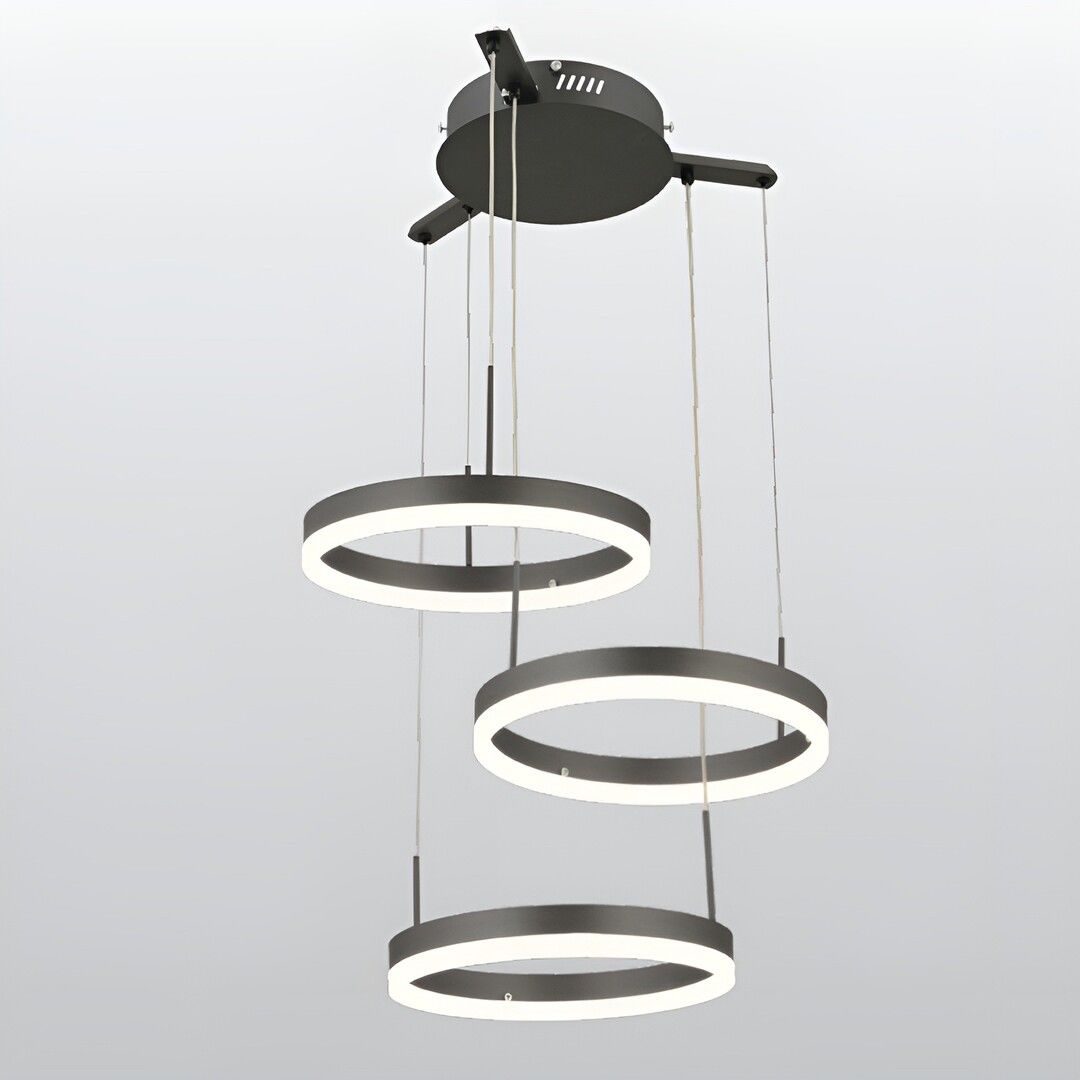 CL-749 114 Watt Üçlü Antrasit Modern LED Avize - 3 Işık Renkli (Beyaz + Ilık Beyaz + Gün Işığı)