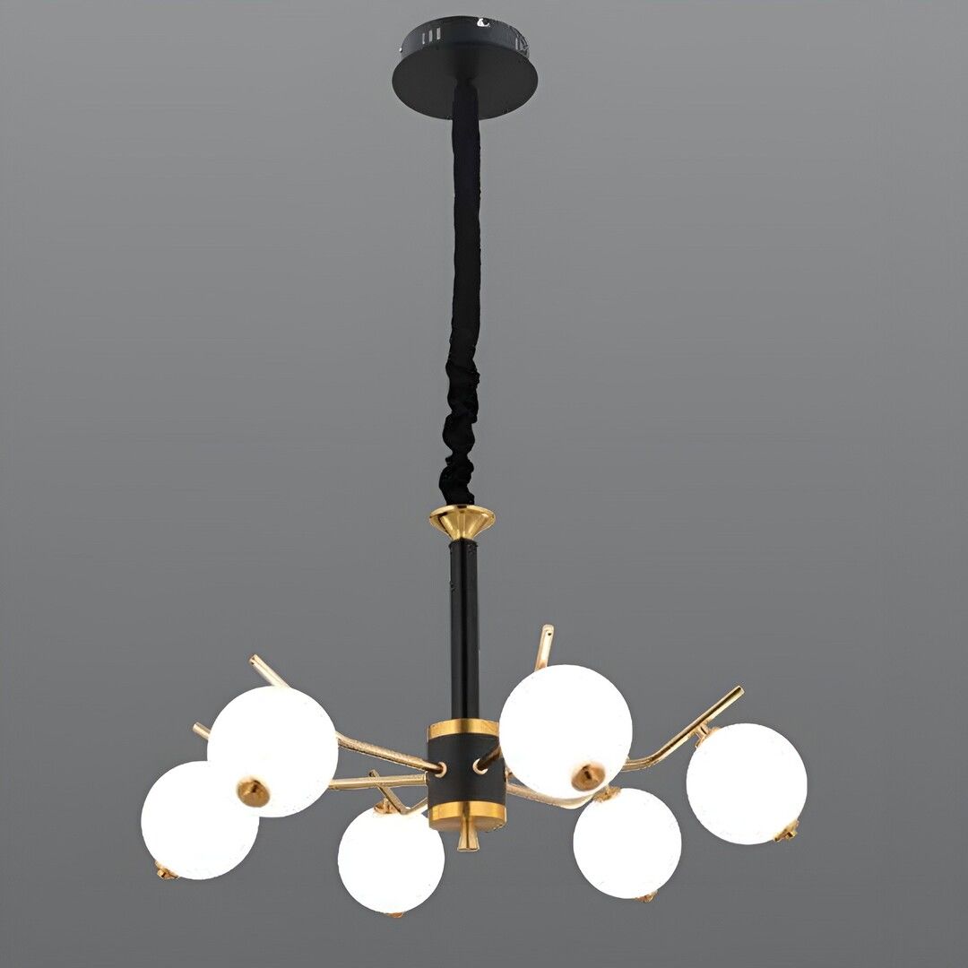 CL-709-6 96 Watt Altılı Gold-Siyah Modern LED Avize - 3 Işık Renkli (Beyaz + Ilık Beyaz + Gün Işığı)