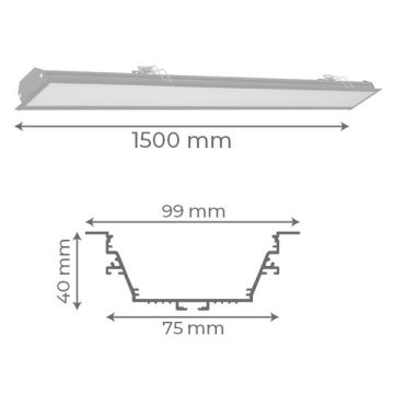 goldX ZE2045 Siyah/Beyaz Kasa 45 Watt 10x150 cm Sıva Altı Lineer Armatür (SAMSUNG LED & EAGLERISE Driver)