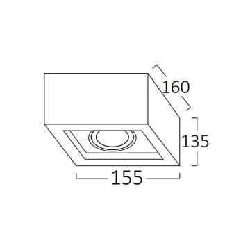 Braytron BD37-20211 Siyah Kasa Kare 40 Watt Sıva Üstü LED Mağaza Spotu (PHILIPS LED) - Ilık Beyaz (4000K)