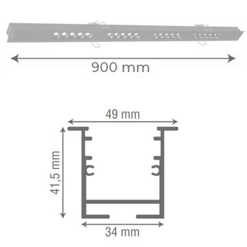 goldX ZE2003 Siyah/Beyaz Kasa 20 Watt 90 cm Sıva Altı Lensli Lineer Armatür (SAMSUNG LED & EAGLERISE Driver)