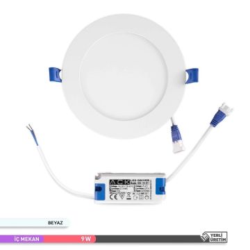 ACK AP01-00930 9 Watt Sıva Altı Yuvarlak LED Panel - OSRAM LED - Ilık Beyaz (4000K)