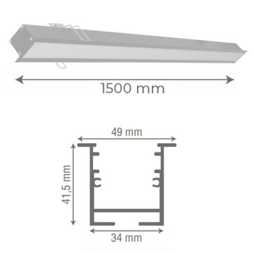 goldX ZE2006 Siyah/Beyaz Kasa 45 Watt 150 cm Sıva Altı Lineer Armatür