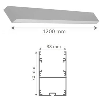 goldX ZE2048 Siyah/Beyaz Kasa 36 Watt 120 cm Lineer Sarkıt Armatür (38x70 mm Profil)