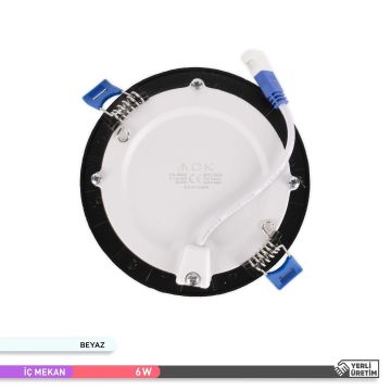 ACK AP01-00631 6 Watt Sıva Altı Siyah Kasa Yuvarlak LED Panel - OSRAM LED - Beyaz Işık (6500K)
