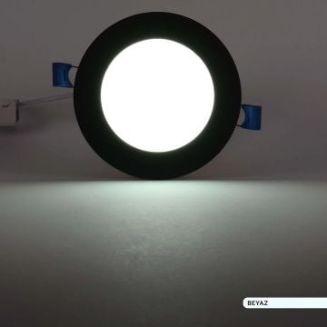 ACK AP01-00631 6 Watt Sıva Altı Siyah Kasa Yuvarlak LED Panel - OSRAM LED - Beyaz Işık (6500K)
