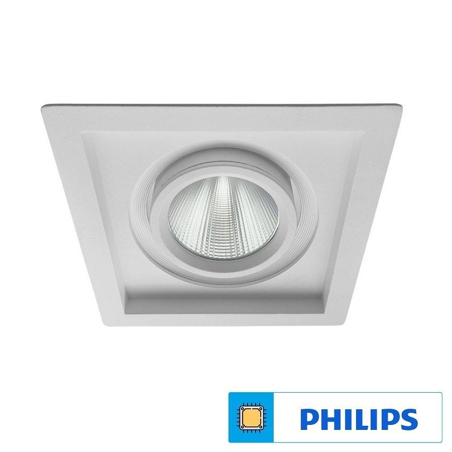 Braytron BD36-20510 Beyaz Kasa Kare 40 Watt LED Mağaza Spotu (PHILIPS LED) - Ilık Beyaz (4000K)