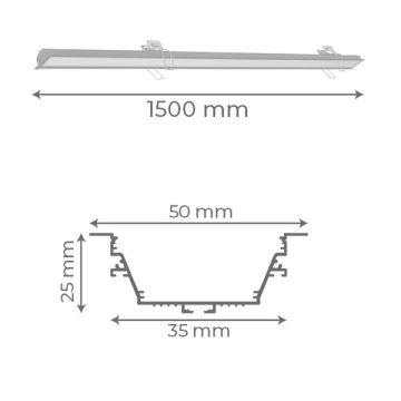 goldX ZE2043 Siyah/Beyaz Kasa 32 Watt 150 cm Sıva Altı Lineer Armatür (SAMSUNG LED & EAGLERISE Driver)