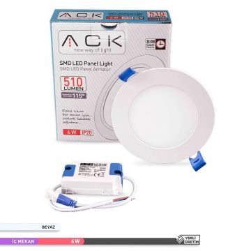 ACK AP01-00630 6 Watt Sıva Altı Yuvarlak LED Panel - OSRAM LED - Ilık Beyaz (4000K)