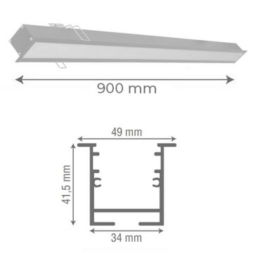 goldX ZE2006 Siyah/Beyaz Kasa 30 Watt 100 cm Sıva Altı Lineer Armatür