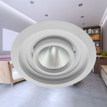 Braytron BD36-20300 Beyaz Kasa Yuvarlak 40 Watt LED Mağaza Spotu (PHILIPS LED) - Gün Işığı (3000K)