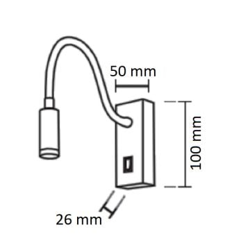 NOAS YL85-0302 CORDOBA 3 Watt Siyah LED Okuma Apliği - Gün Işığı (3200K)