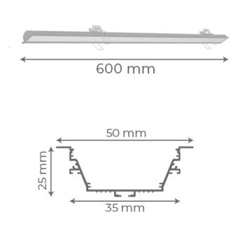 goldX ZE2043 Siyah/Beyaz Kasa 12 Watt 60 cm Sıva Altı Lineer Armatür