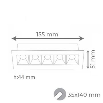 goldX ZE082 Siyah/Beyaz Kasa 10 Watt 15 cm Sıva Üstü Lensli Lineer Armatür (SAMSUNG LED & EAGLERISE Driver)
