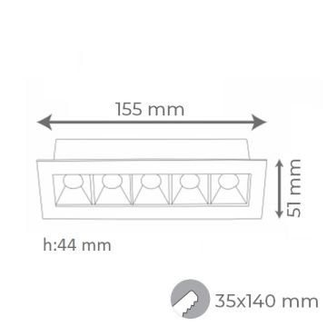 goldX ZE082 Siyah/Beyaz Kasa 10 Watt 15 cm Sıva Üstü Lensli Lineer Armatür (SAMSUNG/OSRAM/CREE LED)