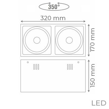 goldX ZE757-BK 2x40 Watt Siyah Sıva Üstü İkili LED Spot (SAMSUNG LED & TRIDONIC Driver)