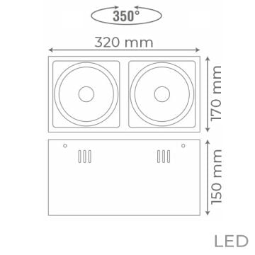 goldX ZE757-BK 2x30 Watt Siyah Sıva Üstü İkili LED Spot (SAMSUNG LED & TRIDONIC Driver)