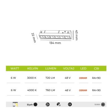MOLLED MOL6028 Dali Dimli 6 Watt Lensli LED Magnet Spot (OSRAM LED)