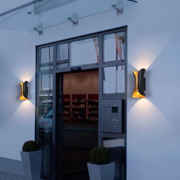 NOAS YL83-1002 PATARA 10 Watt Siyah-Gold Çift Yönlü Dış Mekan LED Aplik - Gün Işığı (3200K) - IP65