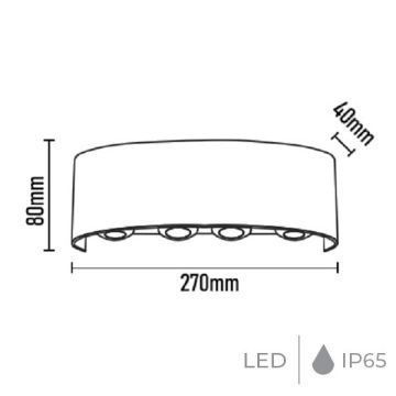 NOAS YL83-1062 EFES 8 Watt Siyah Çift Yönlü Dış Mekan LED Aplik - Gün Işığı (3200K)