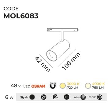 MOLLED MOL6083 6 Watt Slim LED Magnet Ray Spot (OSRAM LED)