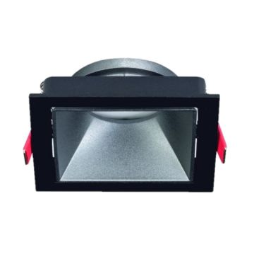 HELIOS HS 1433 Sıva Altı Siyah-Mat Krom Kare Spot Kasası (Metal)