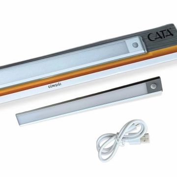 CATA CT-2464 Bella 10 Watt 40 cm Sensörlü Ultra Slim LED Kabin Aydınlatma Armatürü - Dimli - 3 Işık Renki (Beyaz + Ilık Beyaz + Gün Işığı)