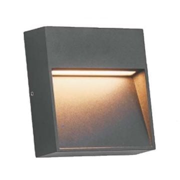 MOLLED MOL9096 5 Watt Antrasit Sıva Üstü Kare Dış Mekan LED Merdiven Armatürü - Metal - Gün Işığı (3000K)