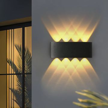 CATA CT-8013 Kapri 15 Watt Siyah Çift Yönlü Dış Mekan LED Aplik - PC Gövde - Gün Işığı (3200K)