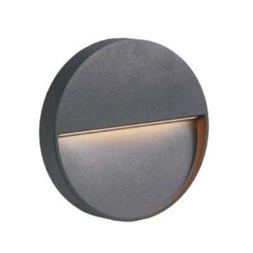 MOLLED MOL9092 3 Watt Antrasit Sıva Üstü Yuvarlak Dış Mekan LED Merdiven Armatürü - Metal - Gün Işığı (3000K)