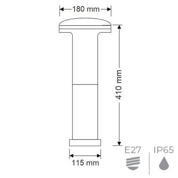 ERKled ERK2863 41 cm Siyah Mantar Bollard Armatür