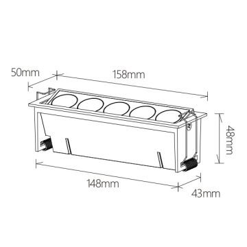 JUPITER LS476 S 12 Watt Siyah Sıva Altı Beşli Mini LED Spot - Metal - Gün Işığı (3000K)