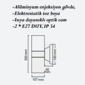 CreaLight CL-AP-106 Çift Yönlü Dış Mekan Aplik - E27 Duylu - IP54