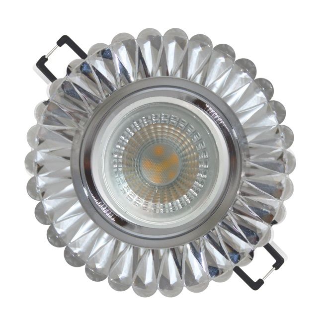 Yasemin Ilık Beyaz (4000K) LED Çerçeve Işıklı 5 Watt Yuvarlak Kristal LED Spot