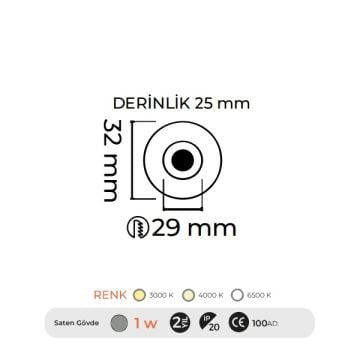 MOLLED MOL7011 1 Watt Saten Kasa LED Yıldız Spot