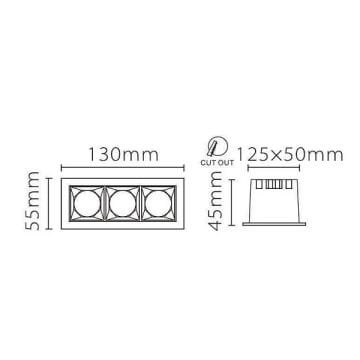 JUPITER LS494 3x4 Watt Beyaz-Krom Sıva Altı Dörtlü Mini LED Spot - OSRAM LED - Metal - Gün Işığı (3000K)