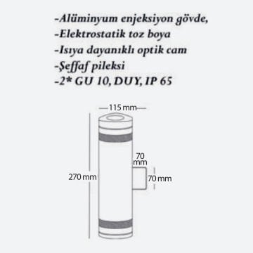 CreaLight CL-AP-121 Çift Yönlü Dış Mekan Aplik - Metal Gövde - GU10 Duylu - IP65