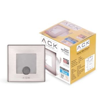 ACK AH07-00864 0.85 Watt Krom Kasa Sensörlü Sıva Altı Kare LED Merdiven Armatürü - Mavi Işık