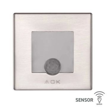 ACK AH07-00864 0.85 Watt Krom Kasa Sensörlü Sıva Altı Kare LED Merdiven Armatürü - Mavi Işık