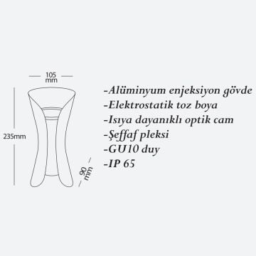 CreaLight CL-AP-130 Çift Yönlü Dış Mekan Aplik - Metal Gövde - GU10 Duylu