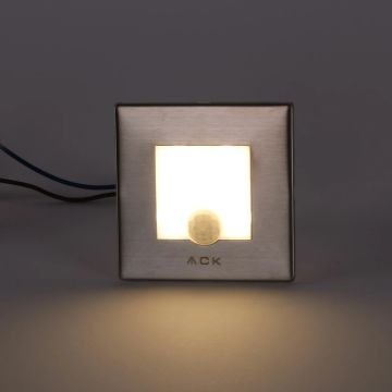 ACK AH07-00804 0.85 Watt Krom Kasa Sensörlü Sıva Altı Kare LED Merdiven Armatürü - Gün Işığı (3000K)