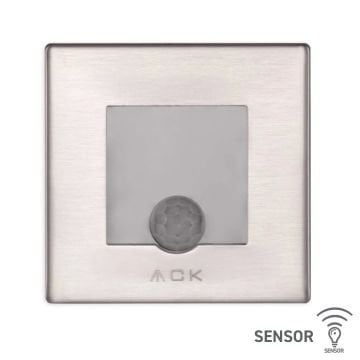 ACK AH07-00804 0.85 Watt Krom Kasa Sensörlü Sıva Altı Kare LED Merdiven Armatürü - Gün Işığı (3000K)