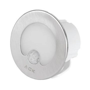 ACK AH07-00664 0.85 Watt Krom Kasa Sensörlü Sıva Altı Yuvarlak LED Merdiven Armatürü - Mavi Işık