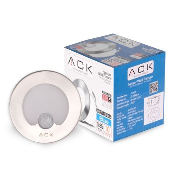 ACK AH07-00664 0.85 Watt Krom Kasa Sensörlü Sıva Altı Yuvarlak LED Merdiven Armatürü - Mavi Işık