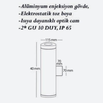 CreaLight CL-AP-118 Çift Yönlü Dış Mekan Aplik - Metal Gövde - GU10 Duylu - IP65