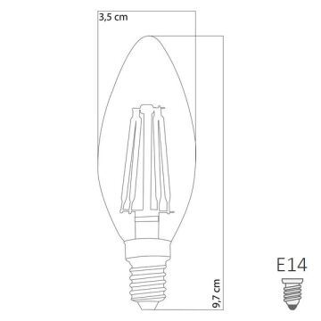 HEKA ERD-92 6 Watt Şeffaf Camlı Rustik Mum Ampul - Gün Işığı (3000K)