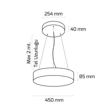 GOYA GY 8113-45 Siyah/Beyaz Kasa 36 Watt 45 cm Davul Sıva Üstü Lineer Armatür