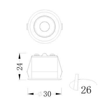 JUPITER LS450 2 Watt Beyaz-Siyah Sıva Altı Yuvarlak Mini LED Spot - Metal - Gün Işığı (3000K)