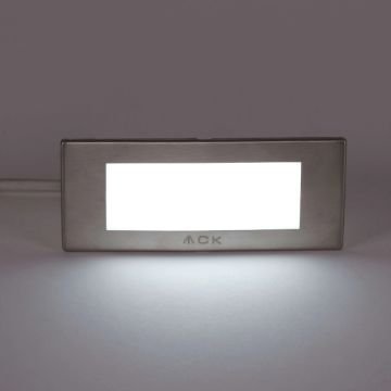 ACK AH07-01134 1.5 Watt Krom Kasa Sıva Altı Dikdörtgen LED Merdiven Armatürü - Beyaz Işık (6500K)